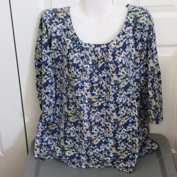 Coldwater Creek 3/4 Sleeve Scoop Neck Loose Fit Cotton Shirt Size XL - Picture 1 of 12